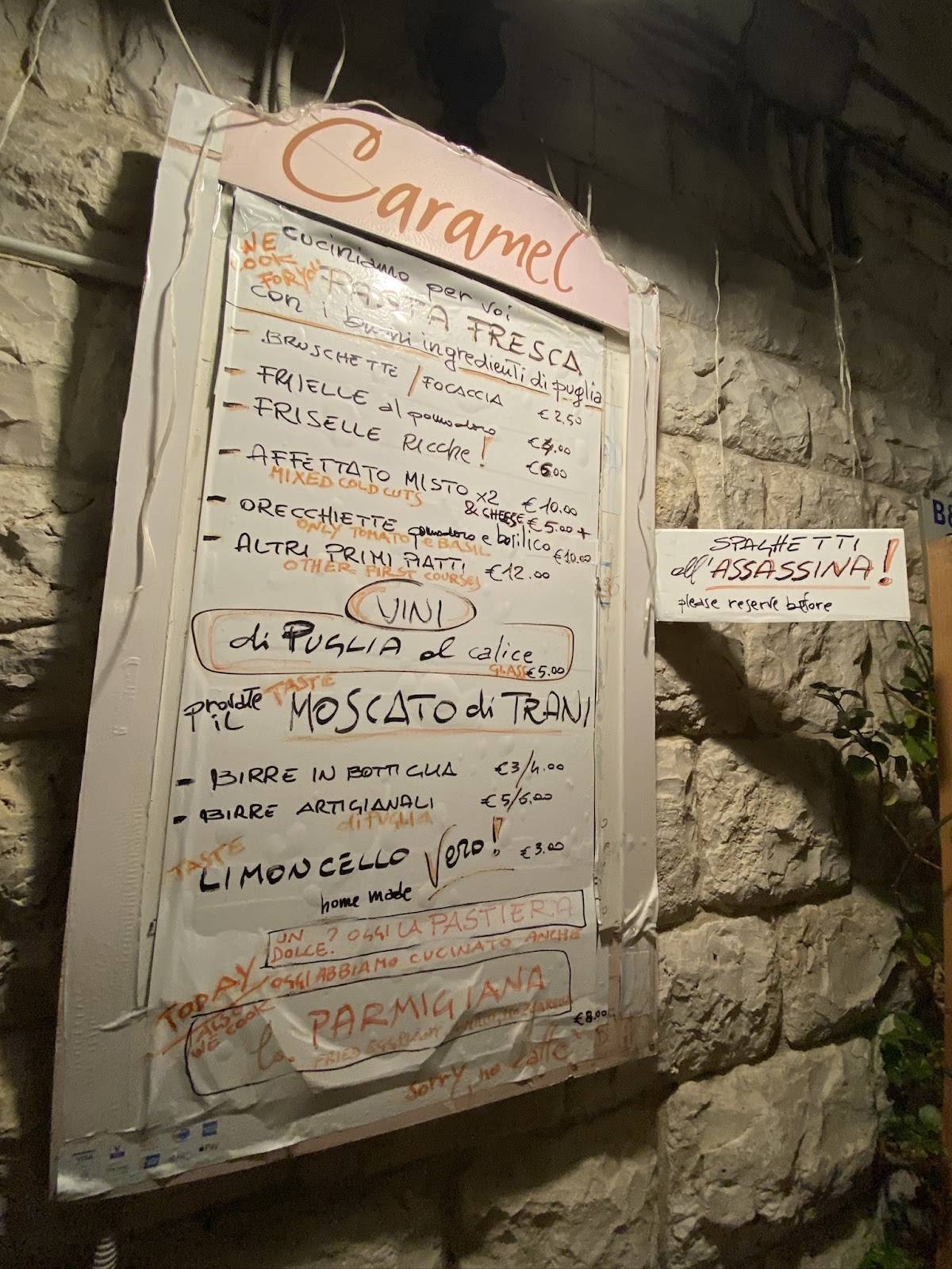 Menu di Caramel Bistrot 