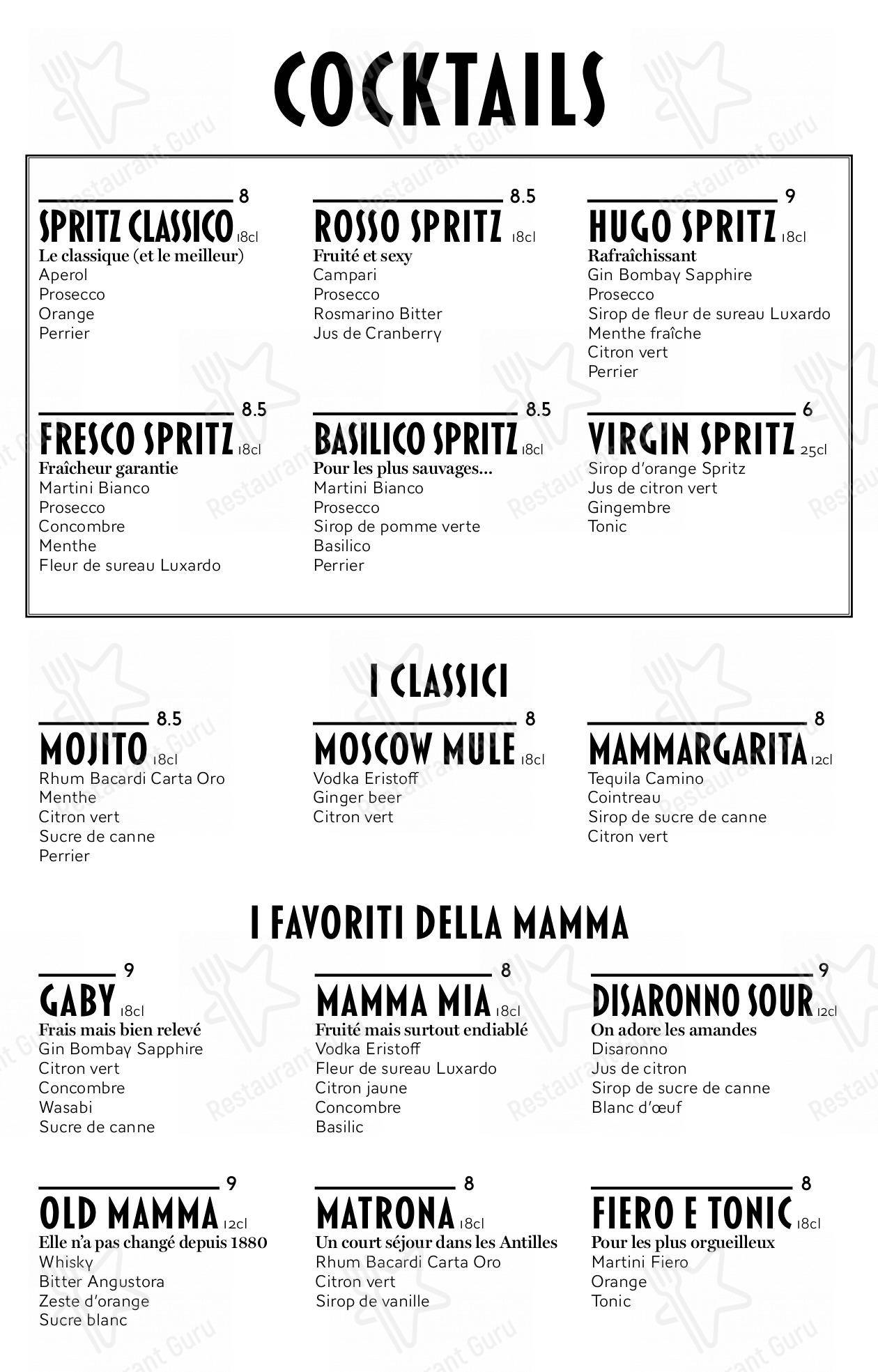 Menu pour Carlotta - Le Clan des Mamma, Pizzas & Cocktails - La Rochelle - Крафт меню