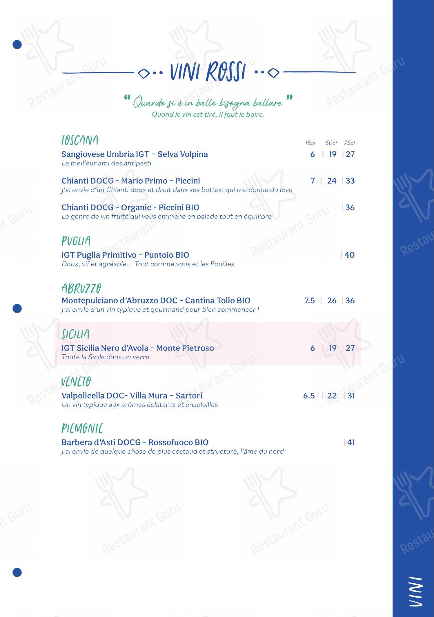 Menu pour Carlotta - Le Clan des Mamma, Pizzas & Cocktails - La Rochelle - 菜单
