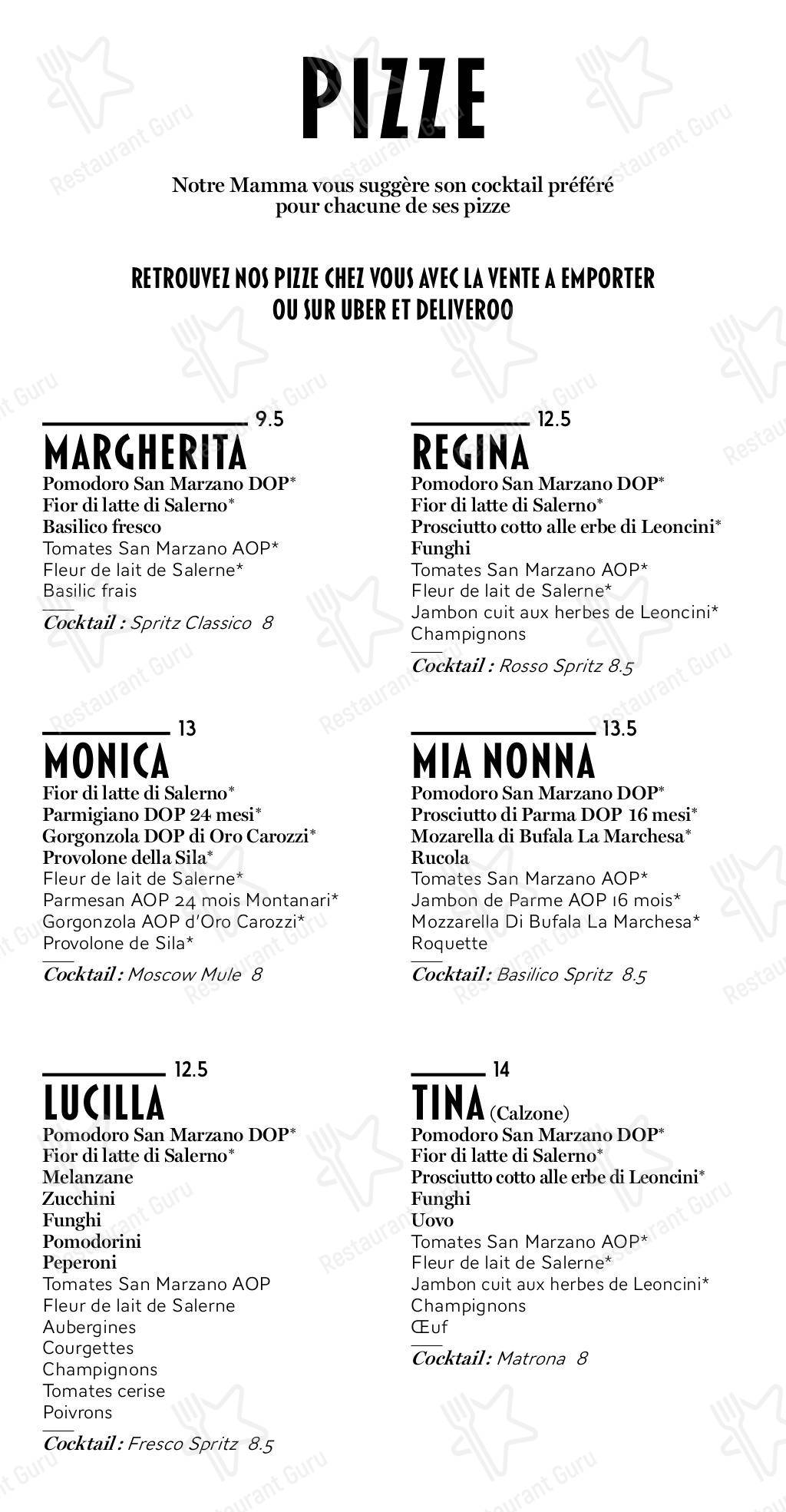 Menu pour Carlotta - Le Clan des Mamma, Pizzas & Cocktails - La Rochelle - Крафт меню