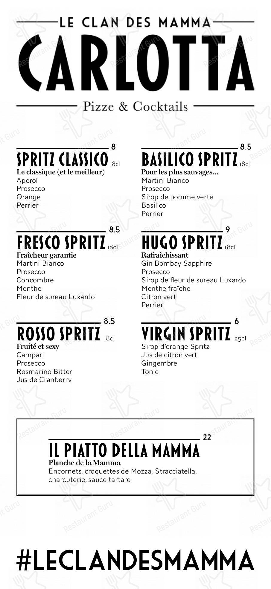 Крафт меню pour Carlotta - Le Clan des Mamma, Pizzas & Cocktails - La Rochelle pub et bar