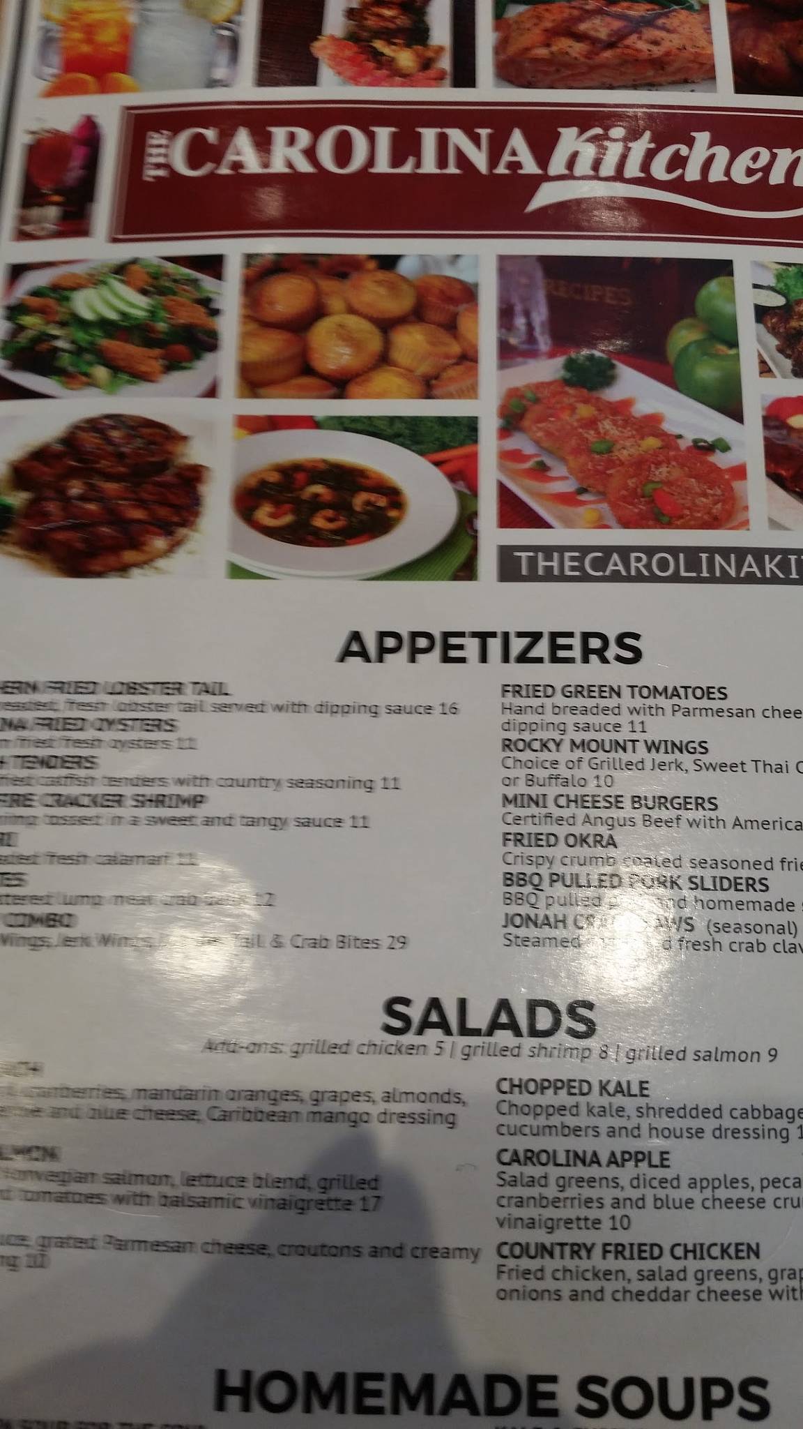 Menu at Carolina Kitchen restaurant, Brandywine