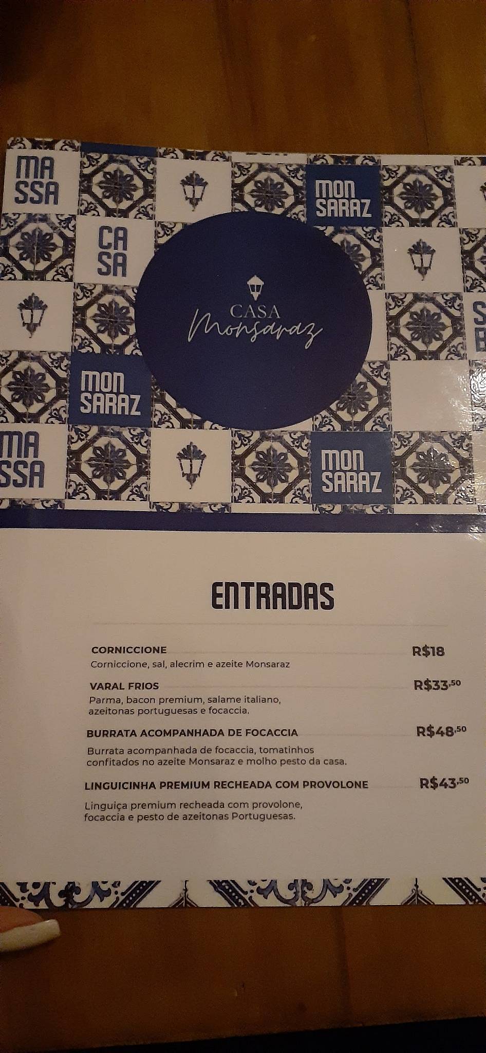 Casa Monsaraz cardápio