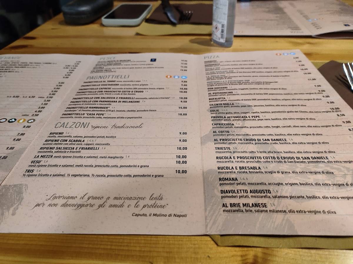 Menu di Casa Pepe Pizze e Cucina 