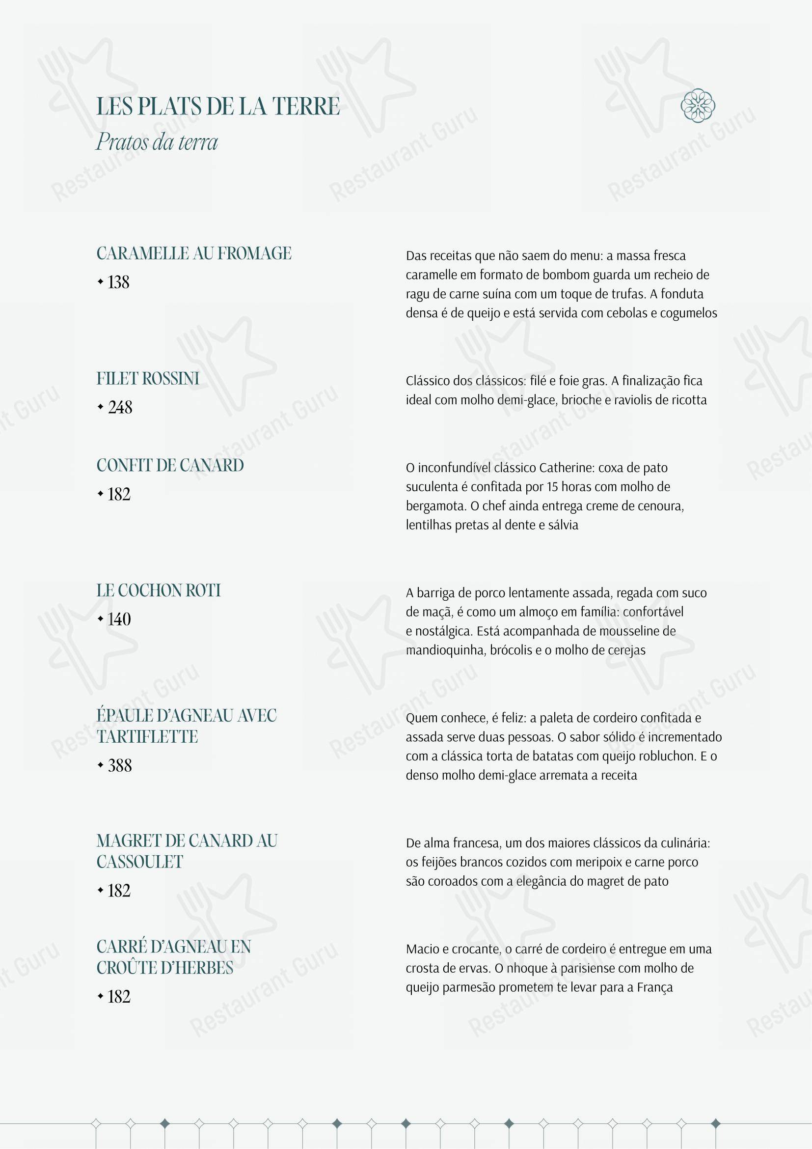 Catherine Restaurant - Menu bar