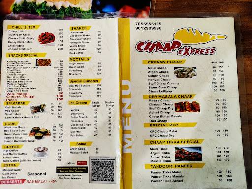 Chaap Express menu
