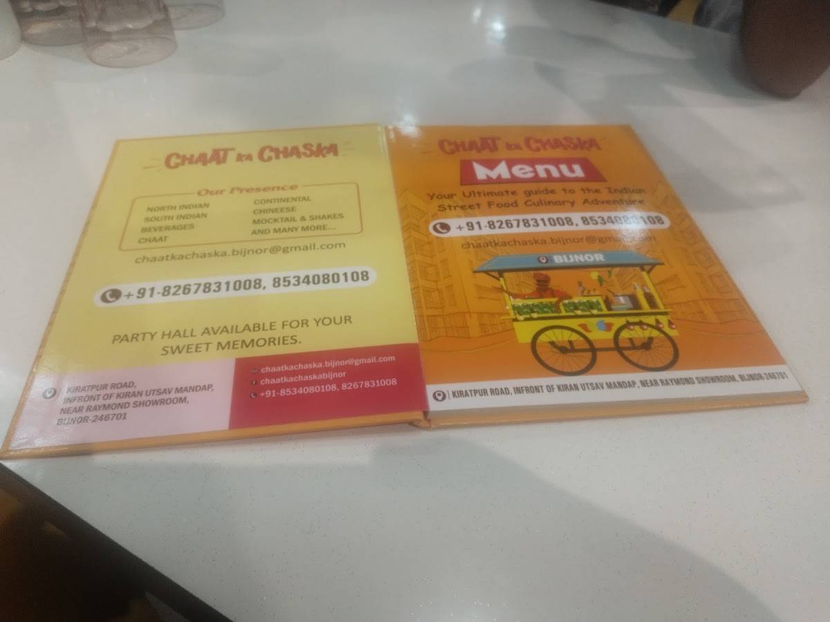 Chaat Ka Chaska Bijnor menu