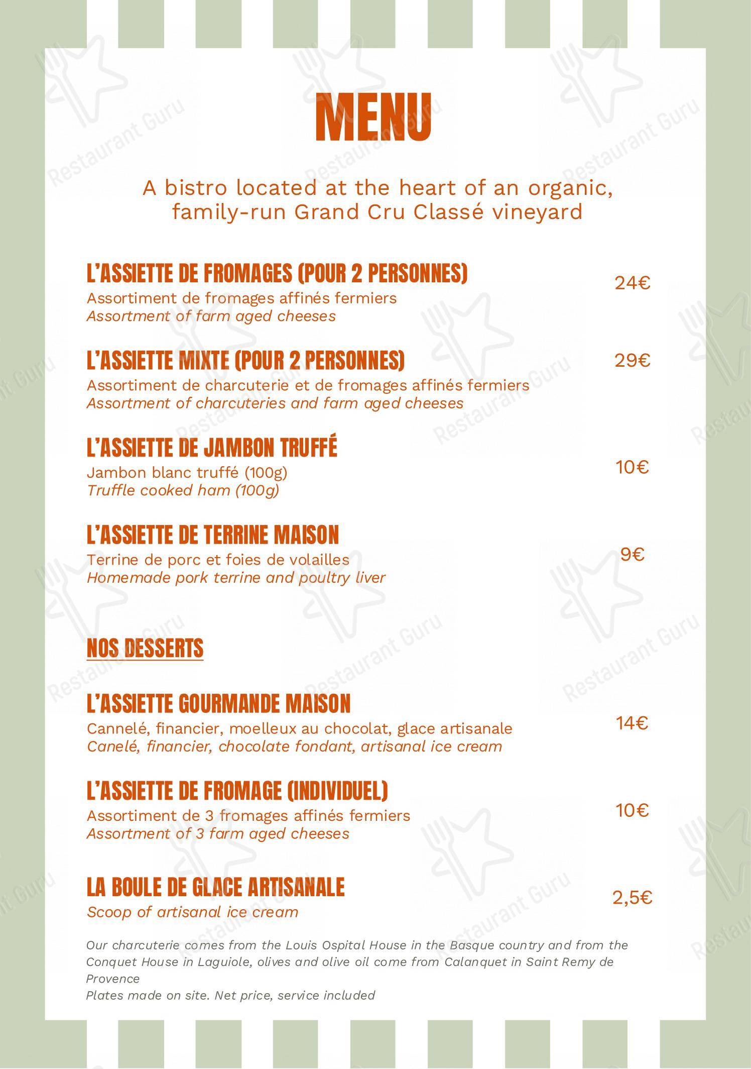 Chai Pascal Saint Emilion dans Saint-Émilion - Menu bar