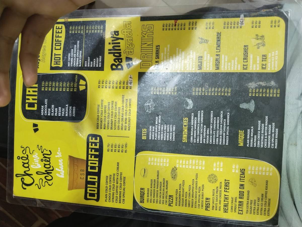 Chai sutta bar, Doranda Ranchi menu