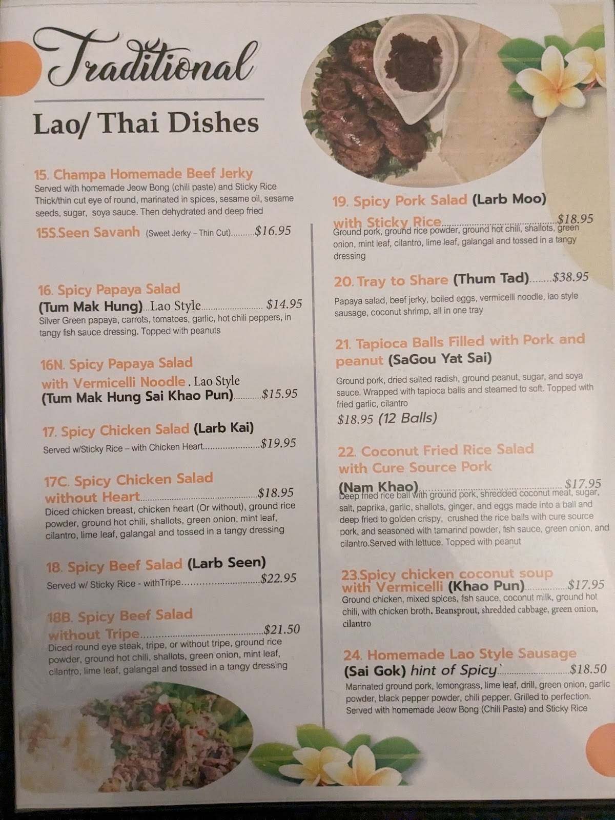 Menu de Champa Kitchen