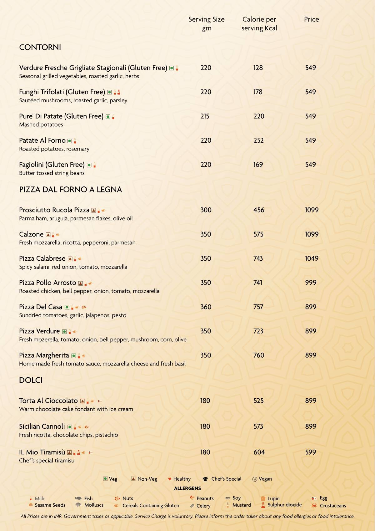 Chao Bella menu