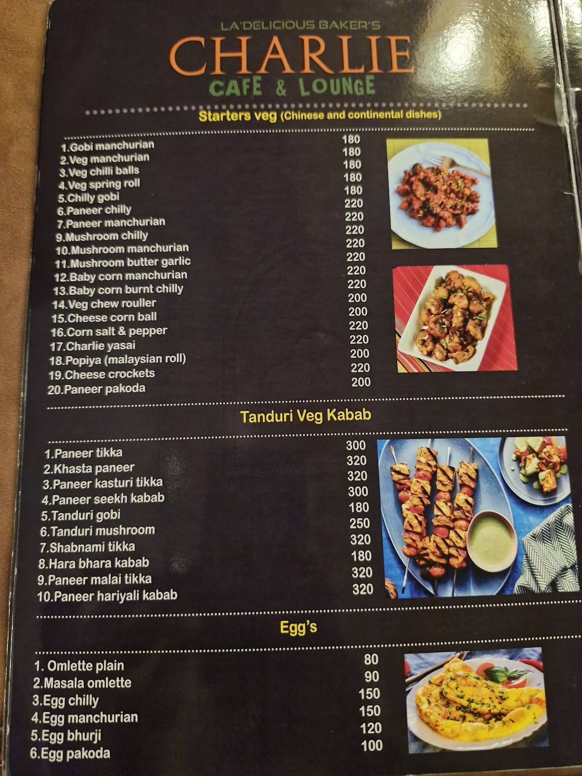 Charlie Cafe & Lounge menu