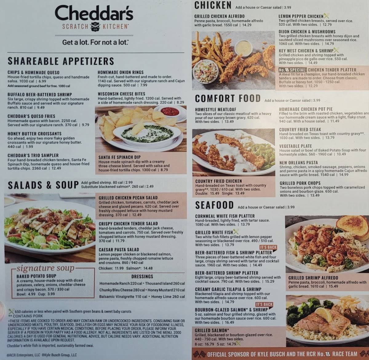 Menu at Cheddar's Scratch Kitchen restaurant, Mishawaka