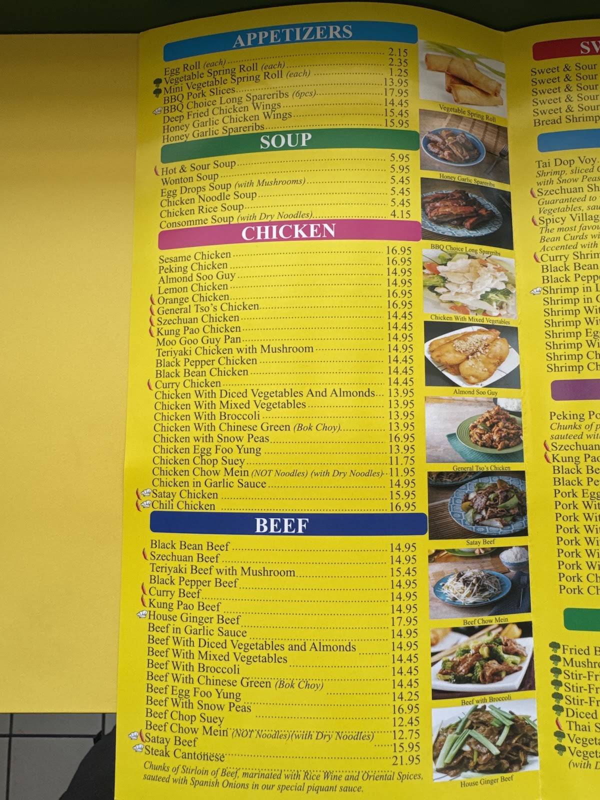 Menu de Chef Chan