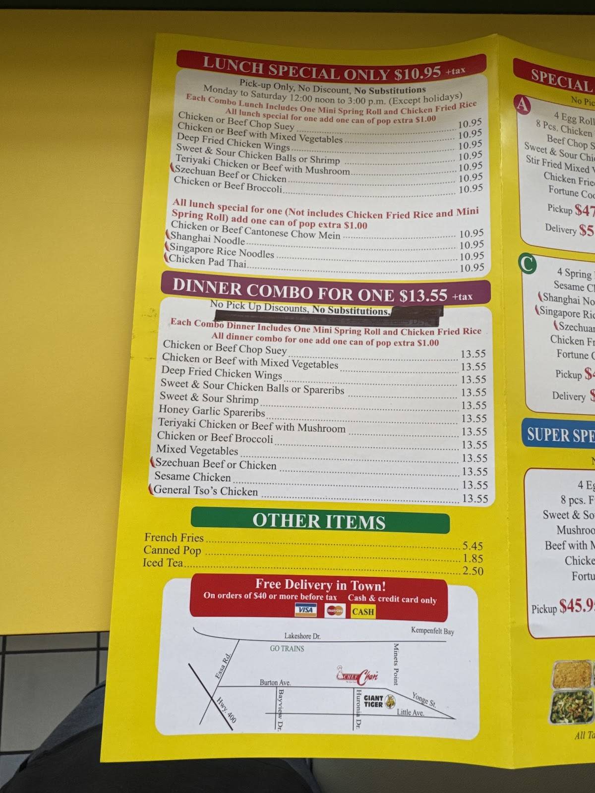 Menu de Chef Chan