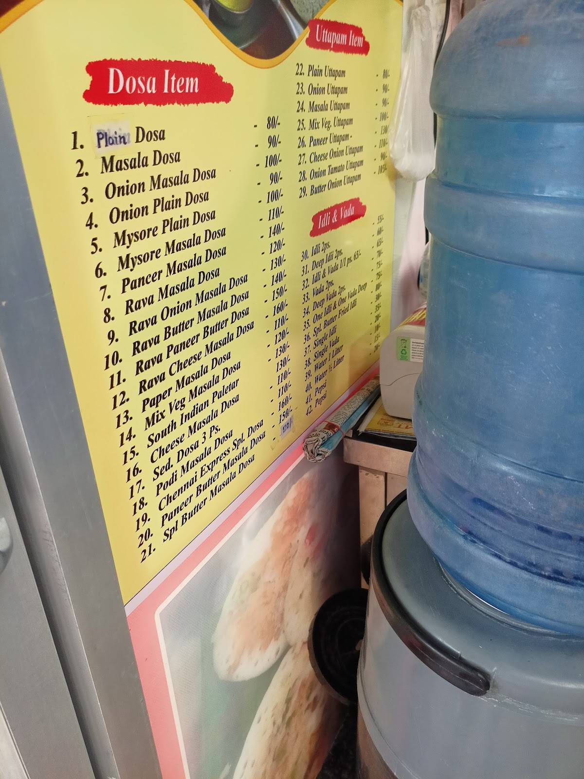Chennai Express menu
