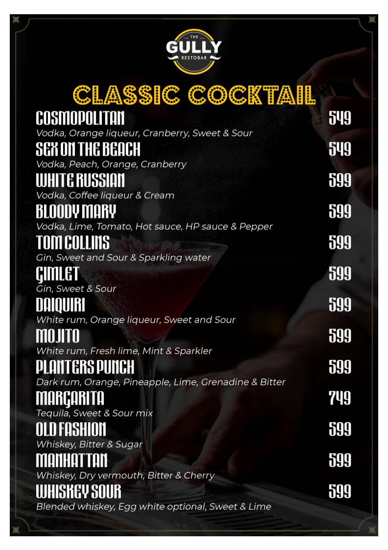 Gully Baar menu