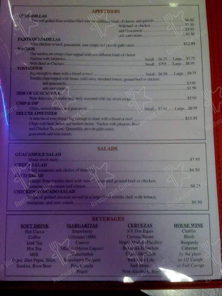 Menu at Chepo's Mexican Restaurant - Eagle River, Anchorage