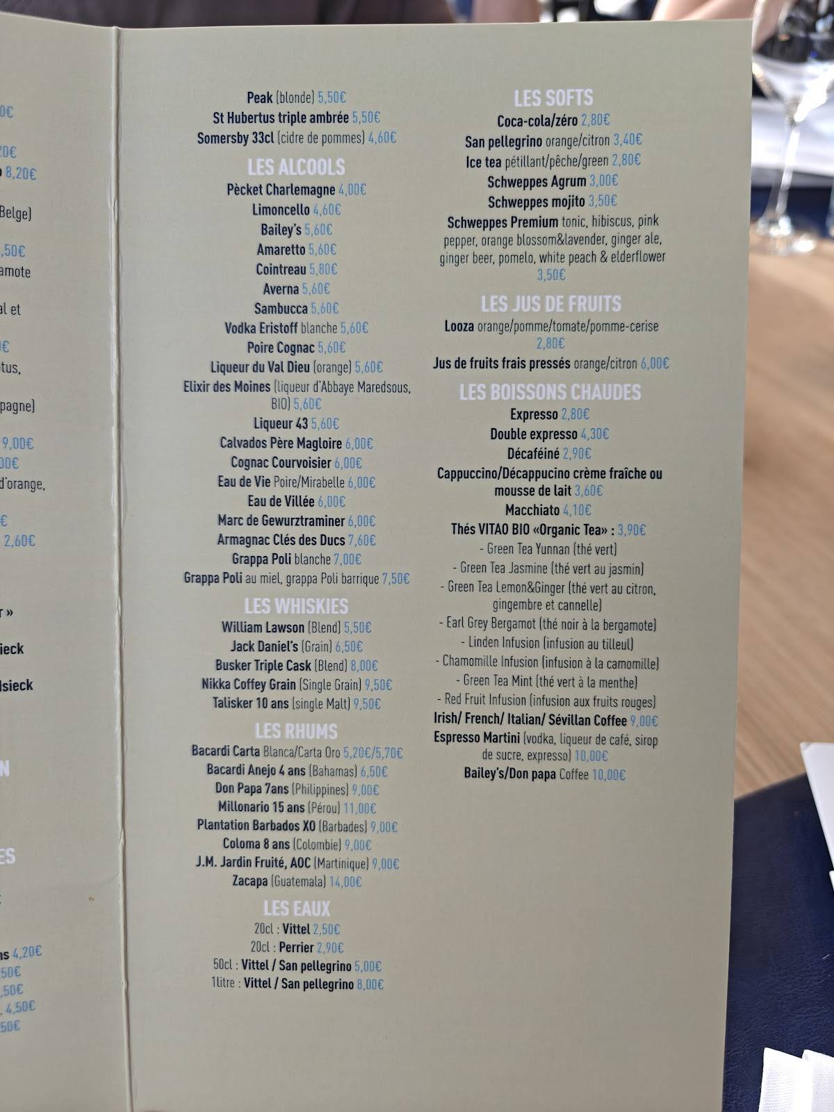 Menu de Chez M