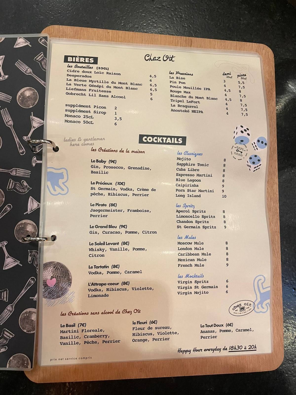 Menu de Chez oit