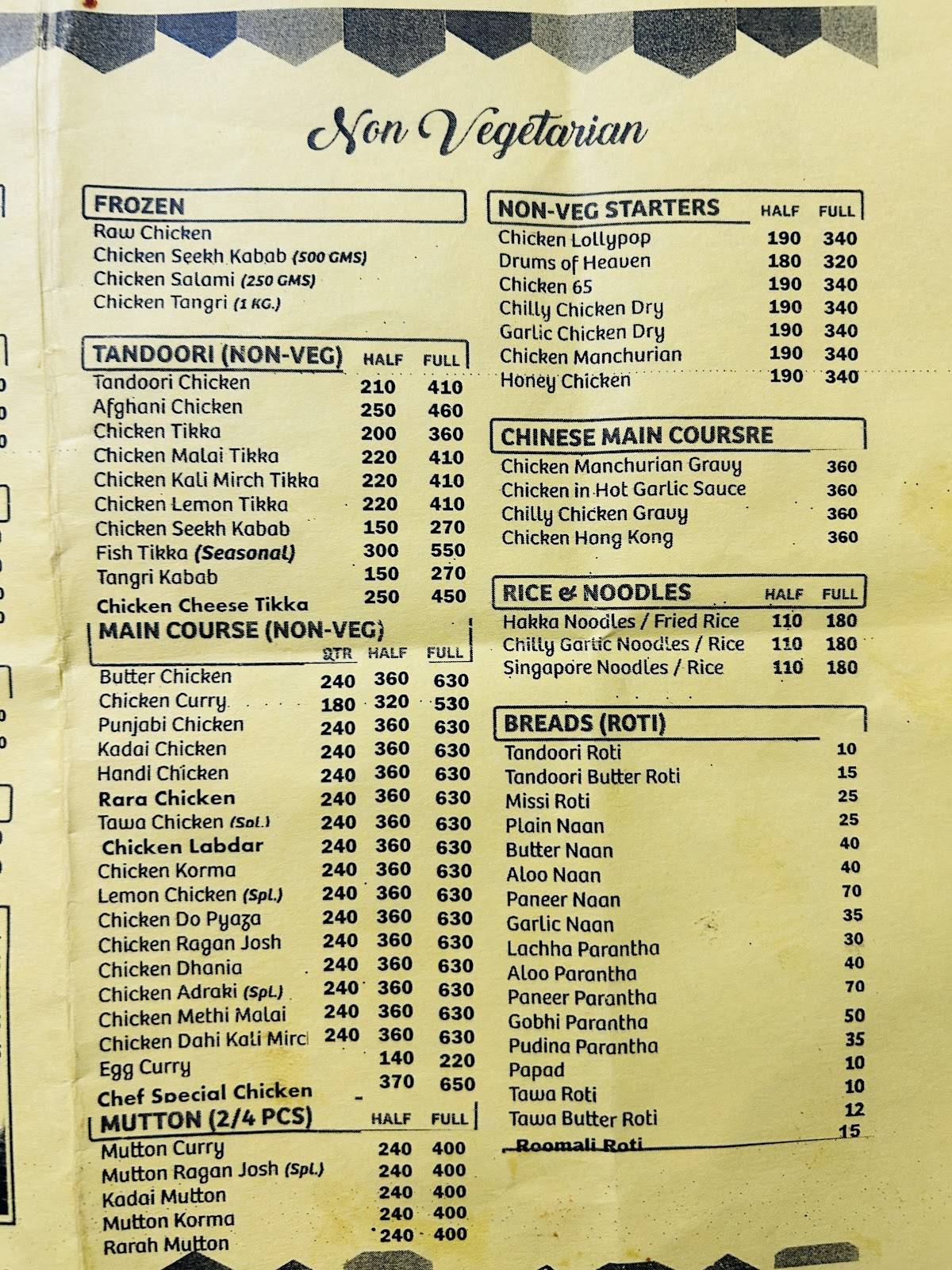 Chick N Salsa menu