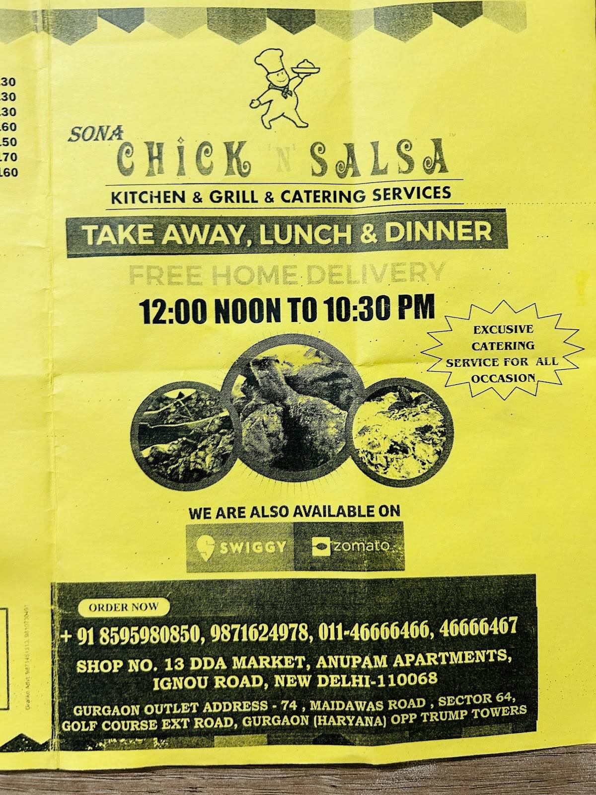 Chick N Salsa menu