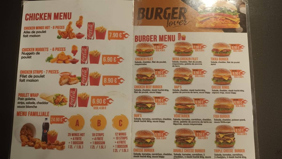 Menu de Chicken team