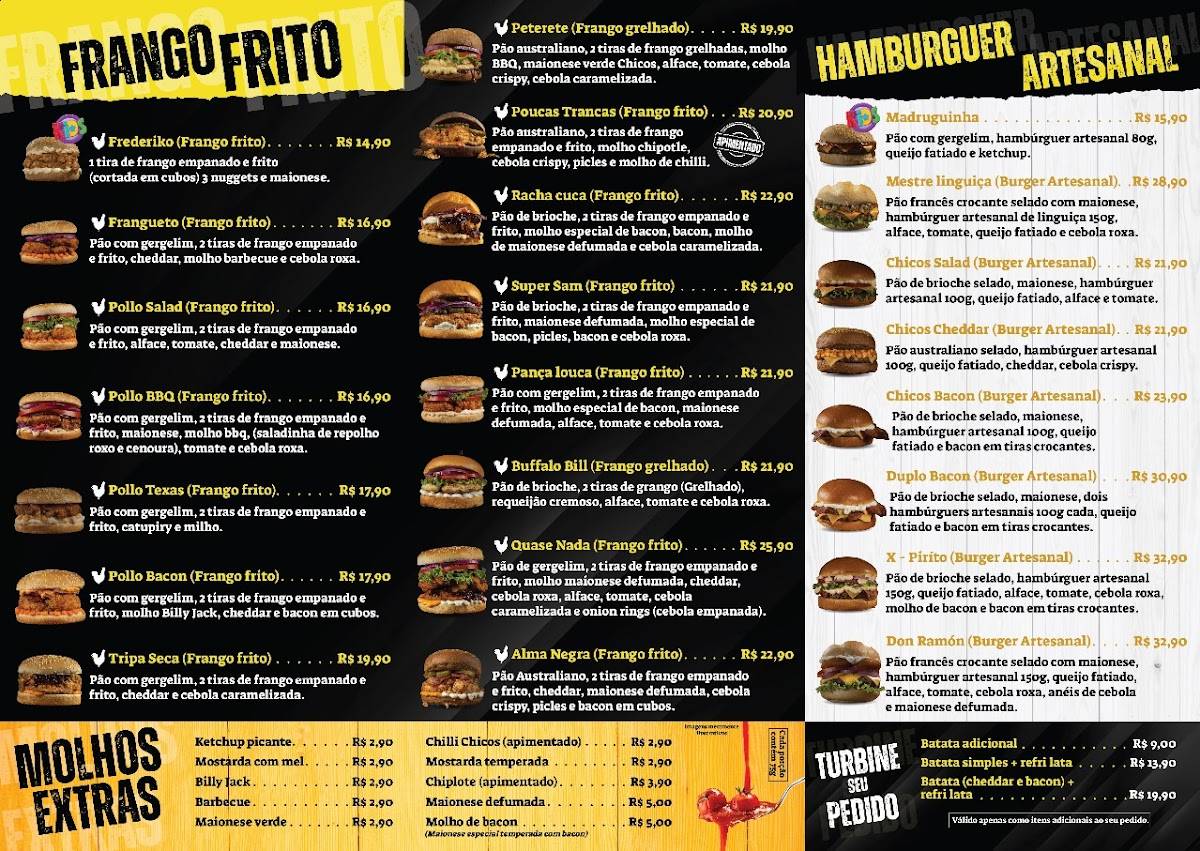Chicos del Pollo (Frango frito e burger artesanal) cardápio