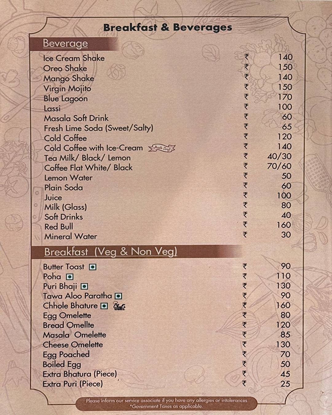 Chillout Restaurant Cum Bar - Dudhia menu
