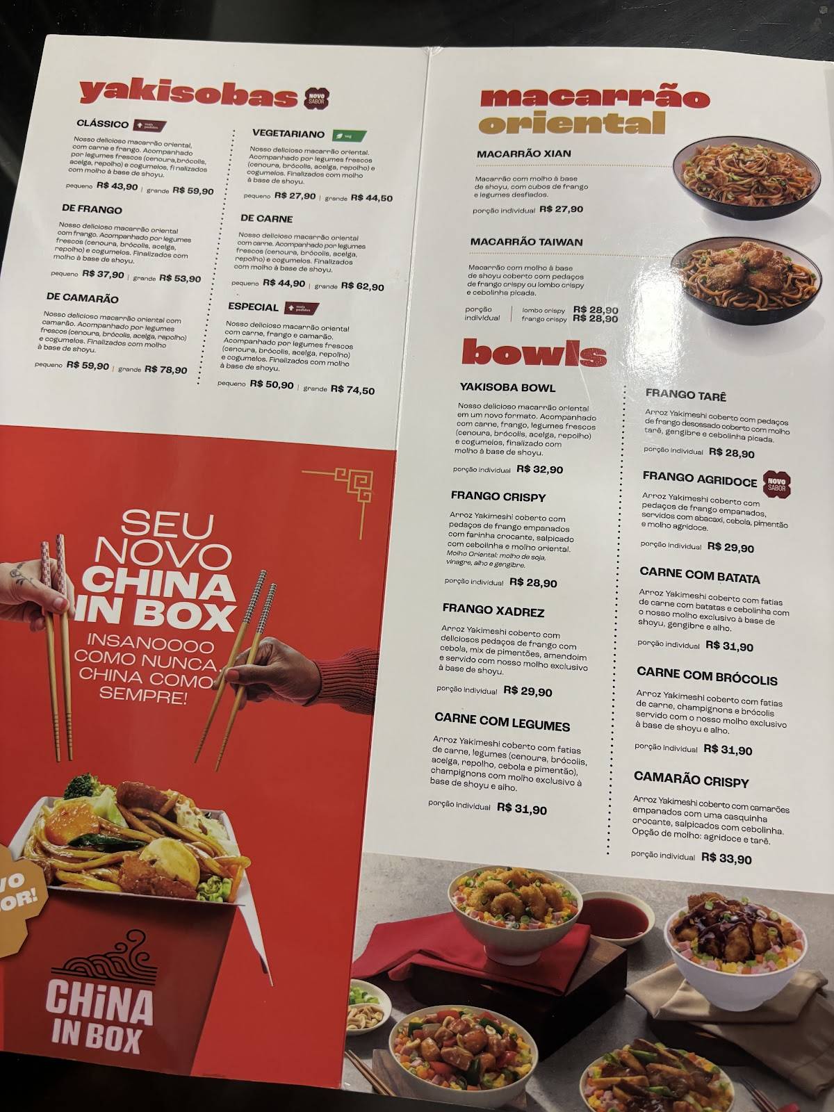 China in Box - Restaurante de Comida Chinesa cardápio