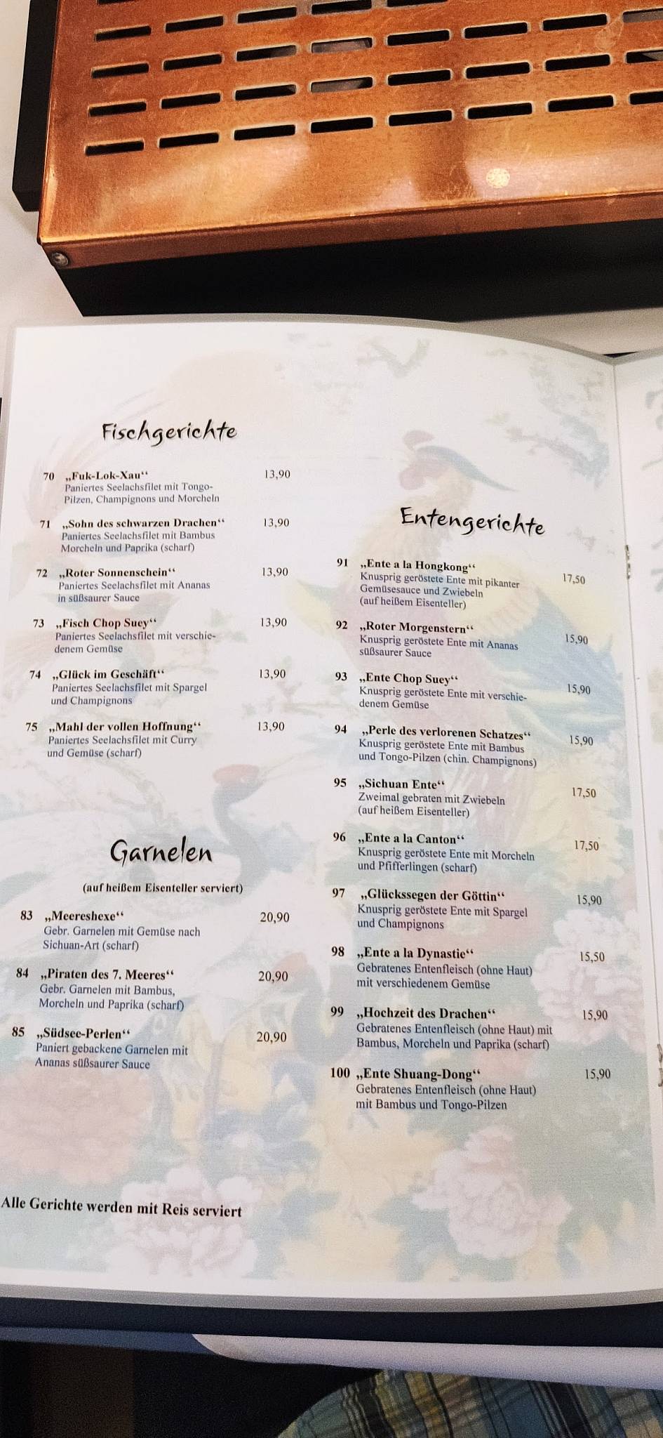 Speisekarte von Restaurant Dynastie, LeinefeldeWorbis