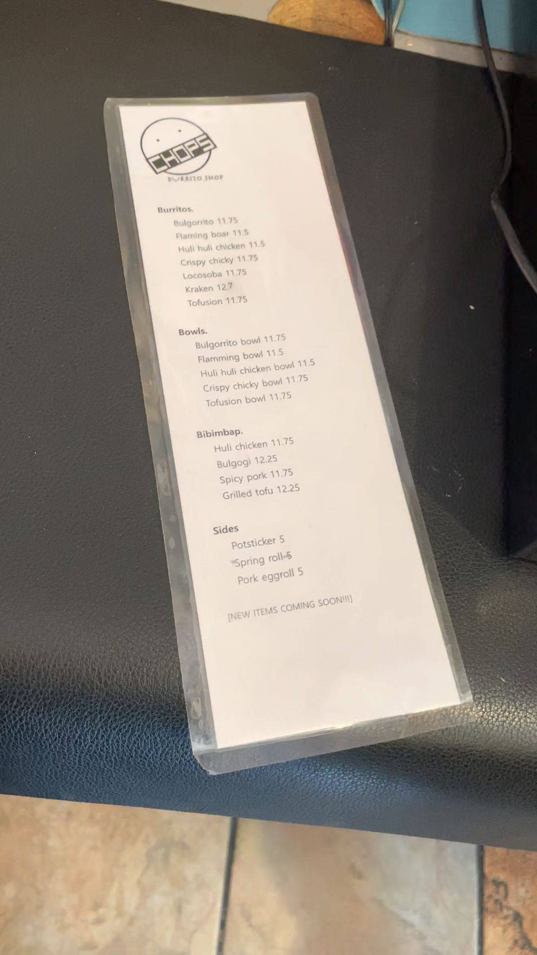 Menu at Chops restaurant, Everett, Hardeson Rd STE E