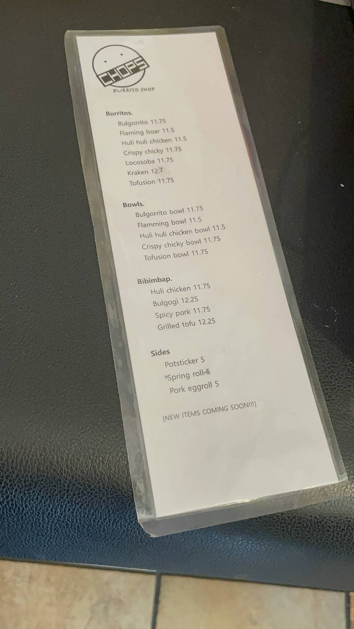 Menu at Chops restaurant, Everett, Hardeson Rd STE E
