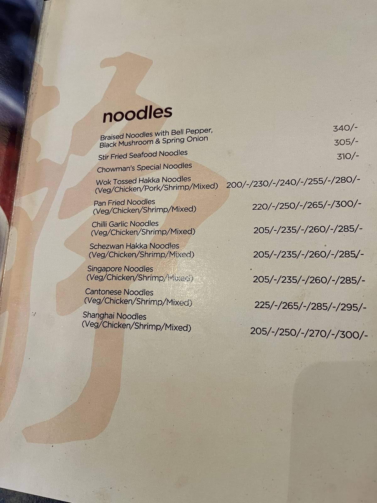 Chowman (Koramangala) menu