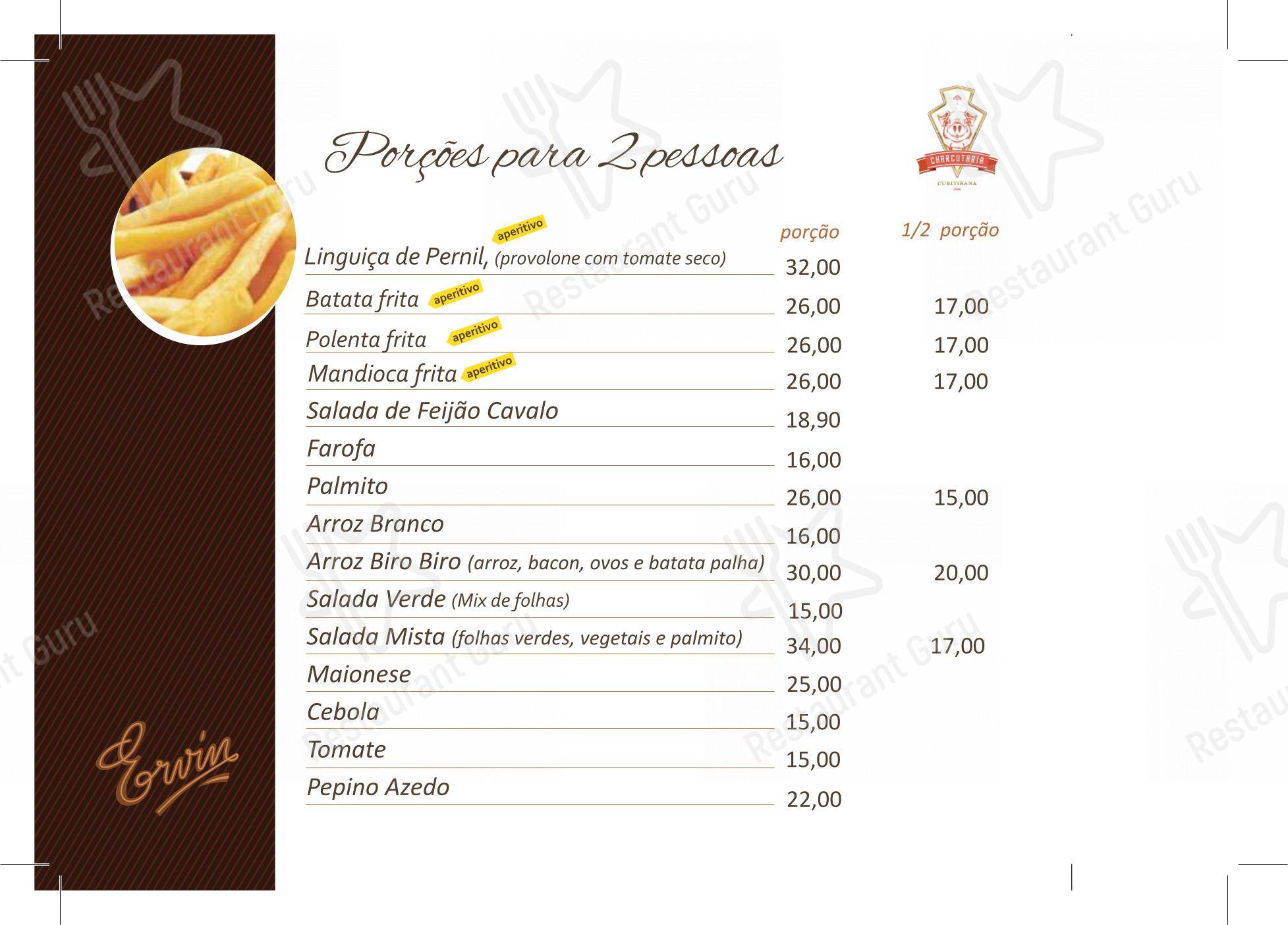 Menu para Churrascaria Ervin em Curitiba