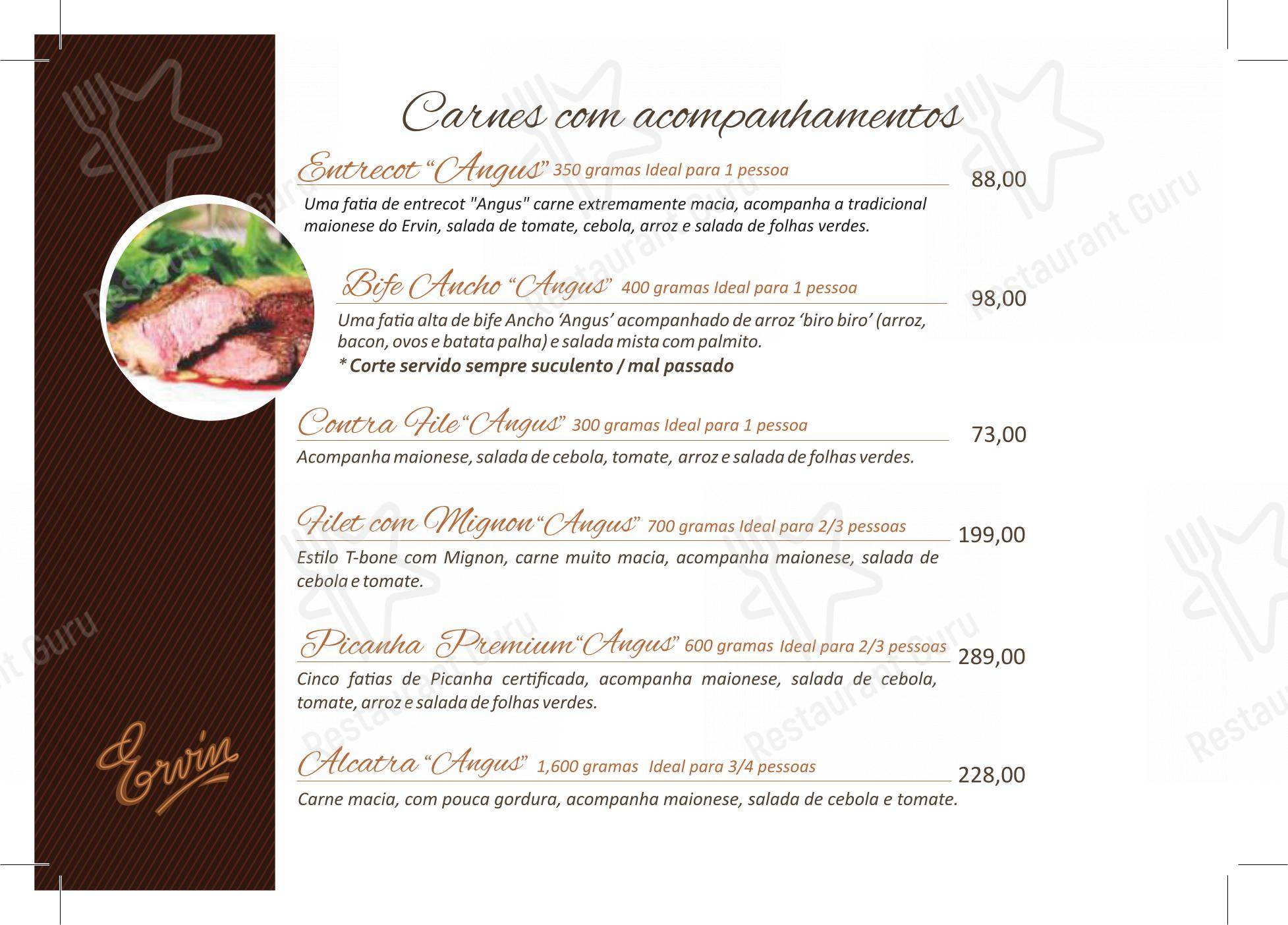 Menu para Churrascaria Ervin em Curitiba