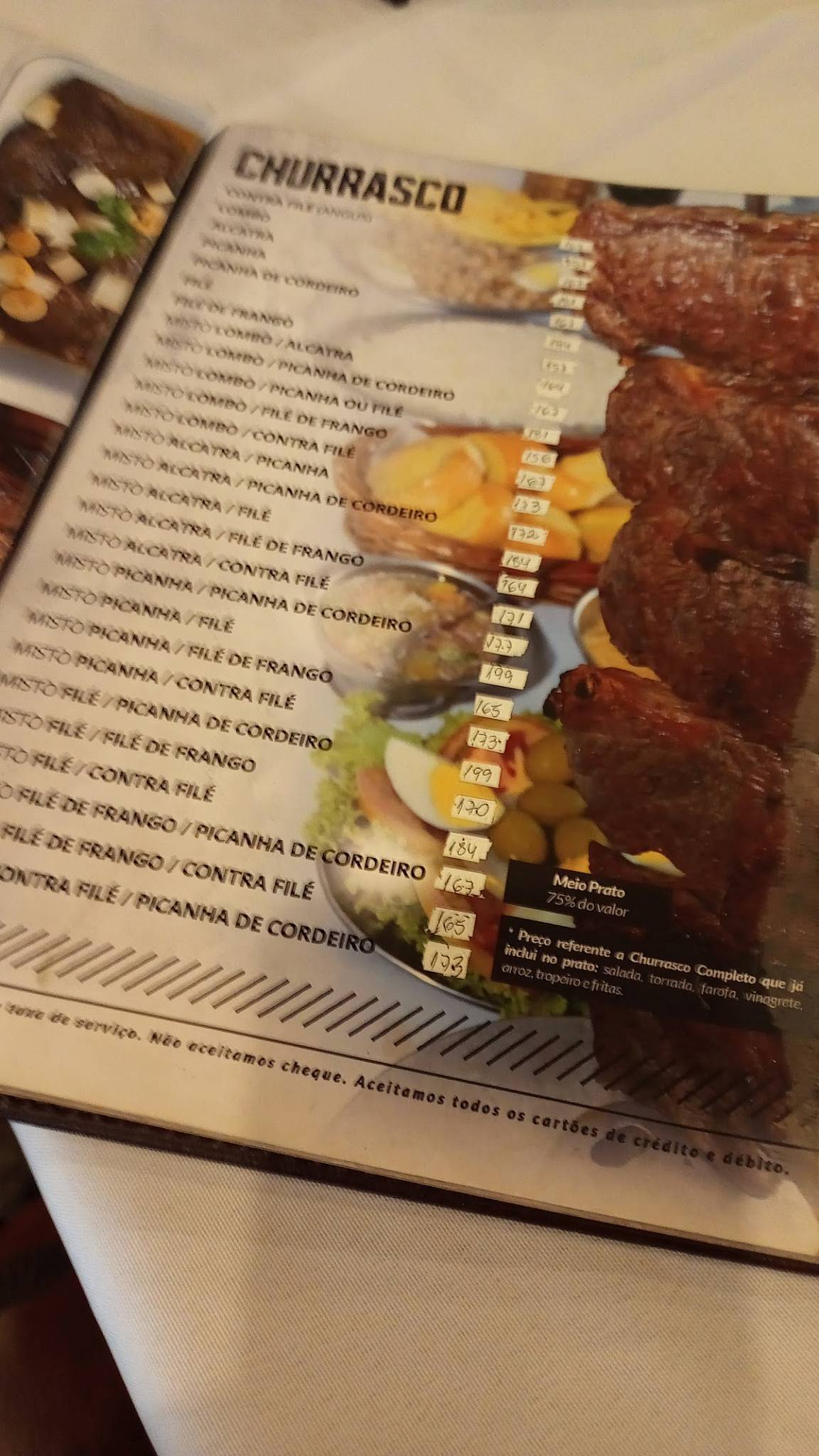 Churrascaria Roda Branca cardápio