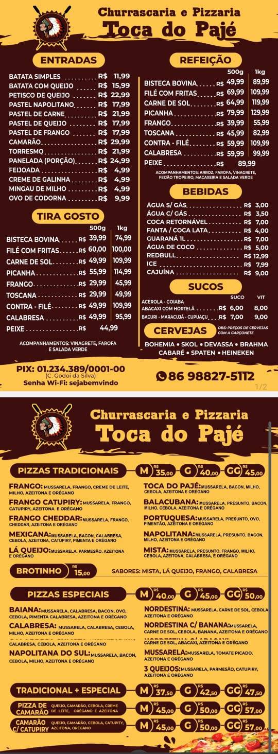 Balneário O Pajé cardápio