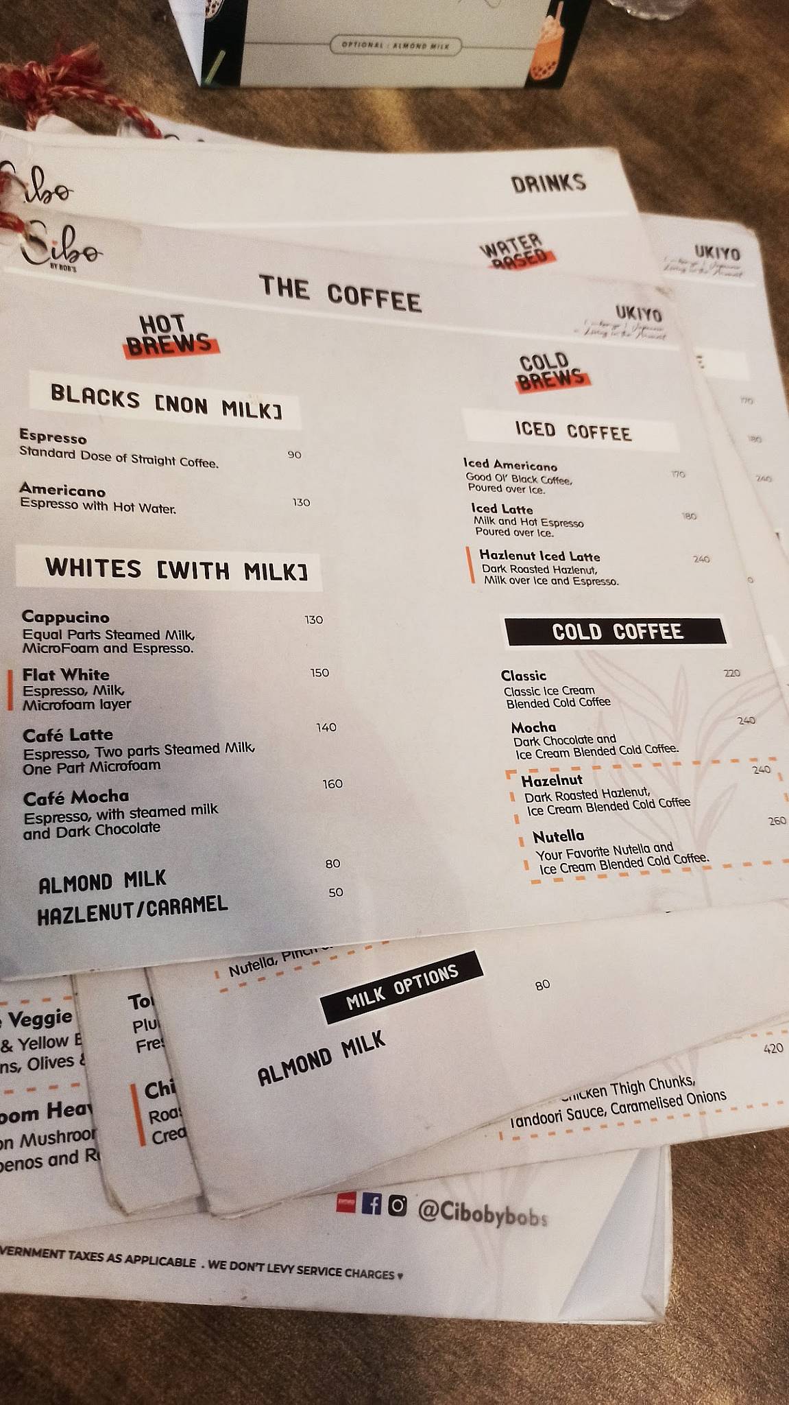Cibo by Bob's menu