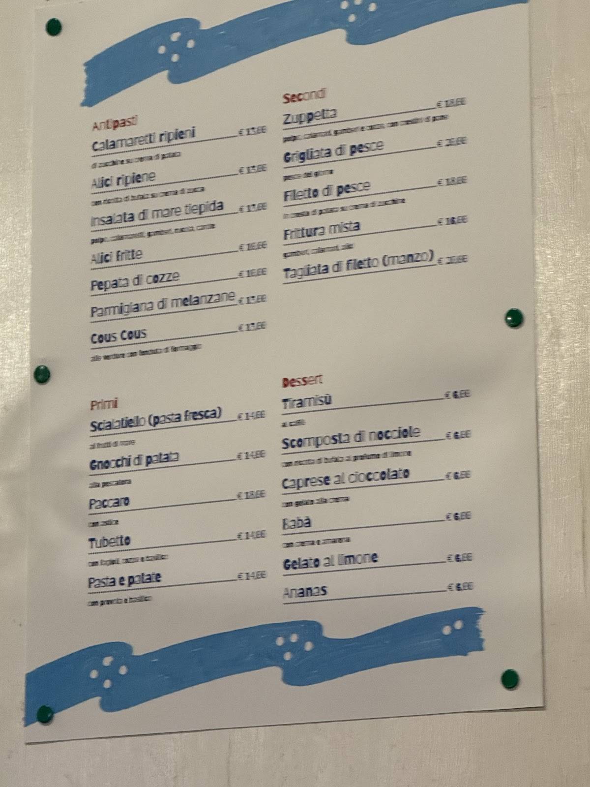 Menu di Ciccioformaggio 