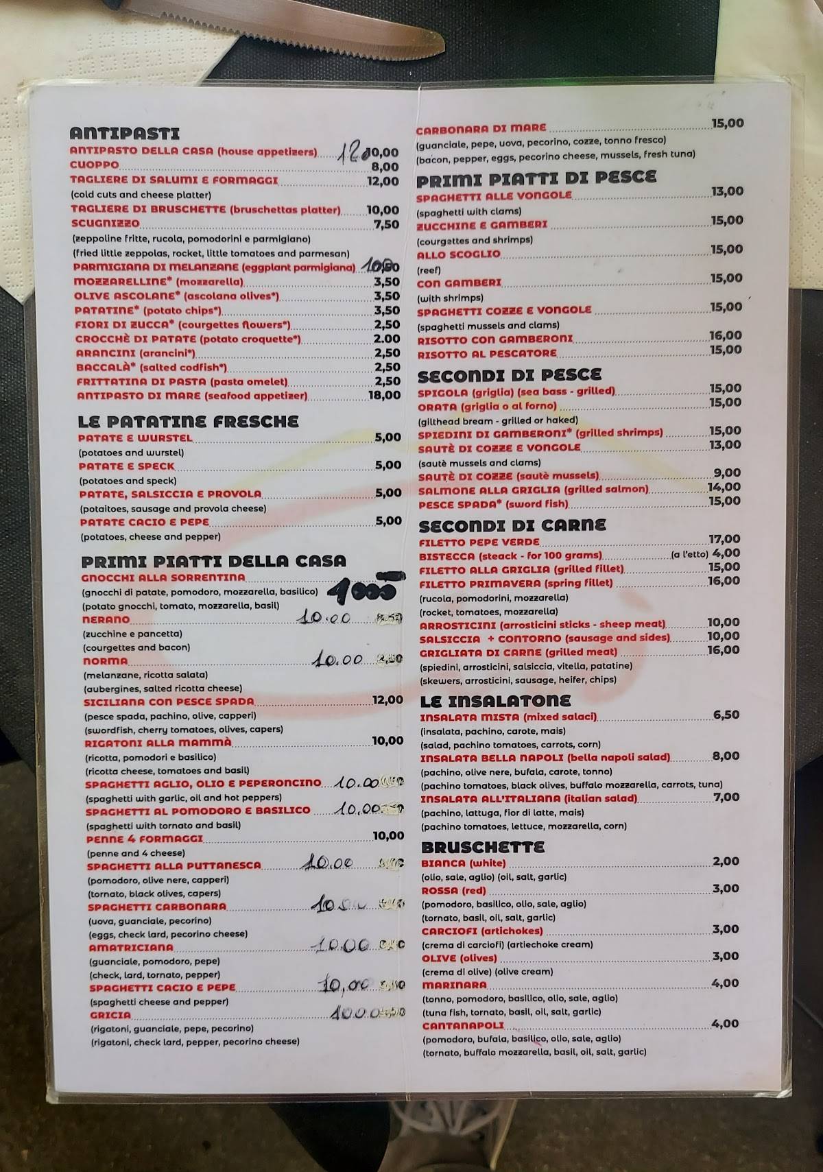 Menu di Cirò Roma 