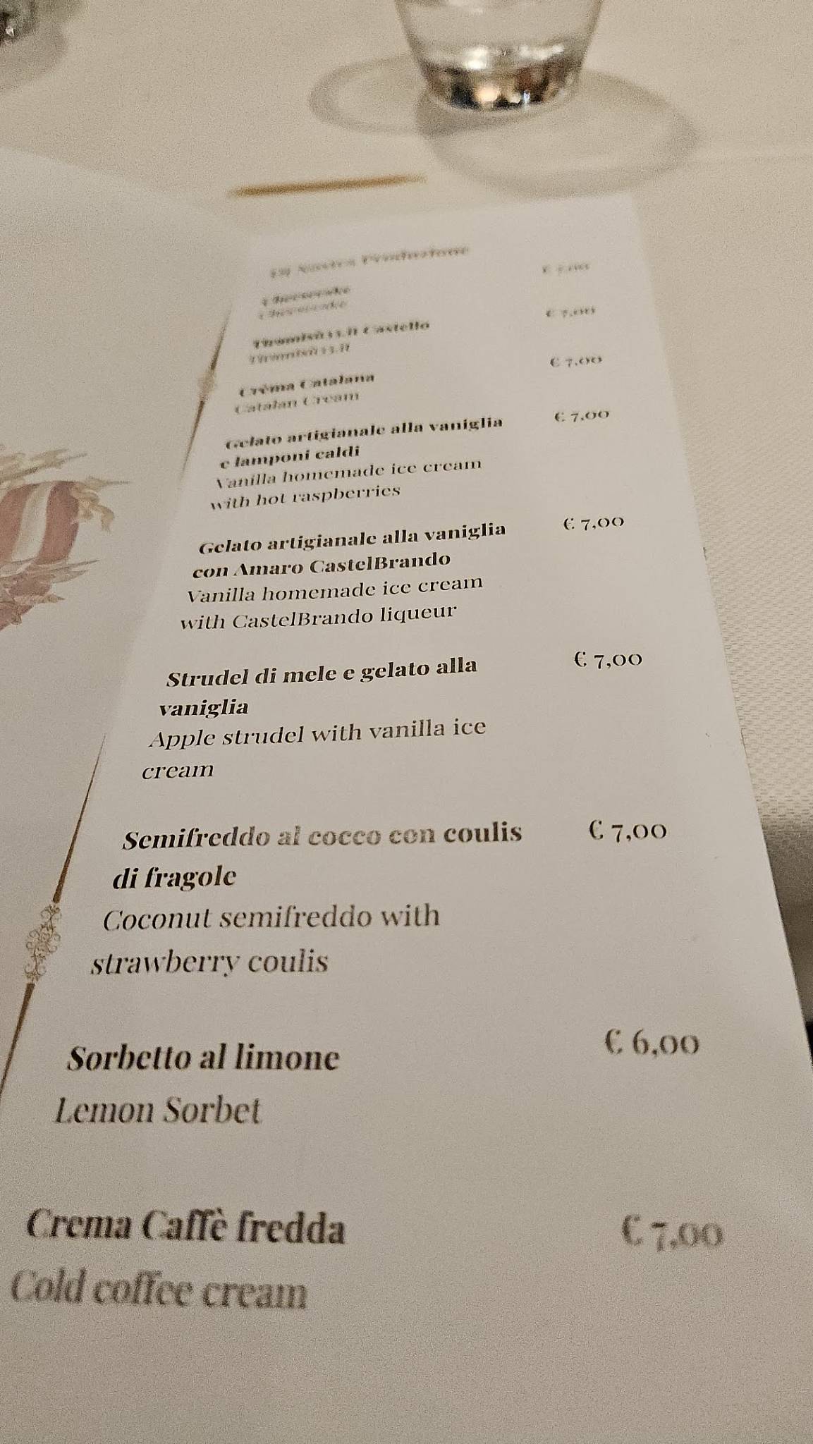 Menu di La Fucina 