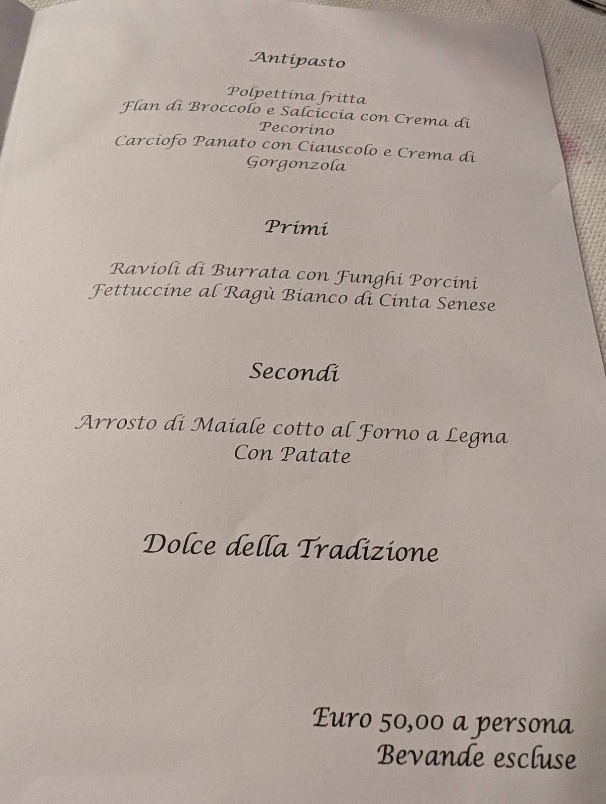 Menu di Città Giardino 