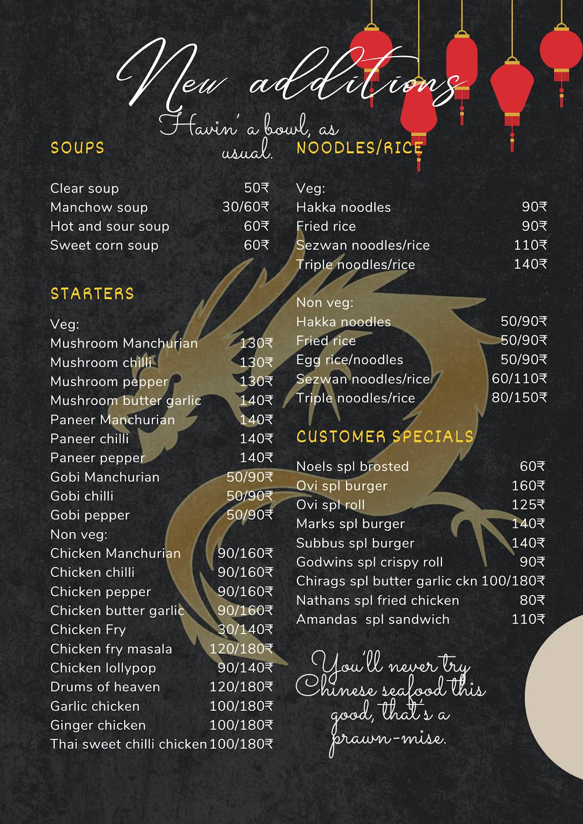 City Canteen menu