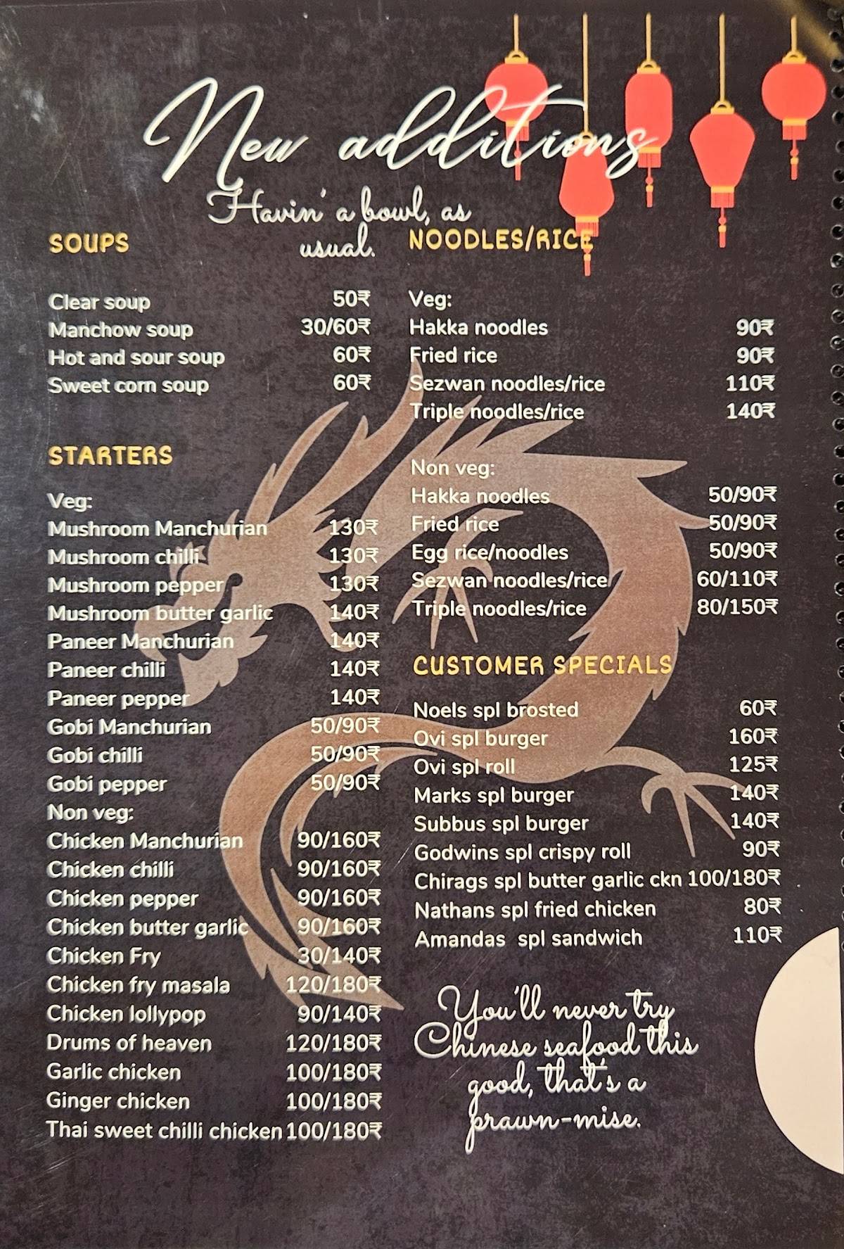 City Canteen menu