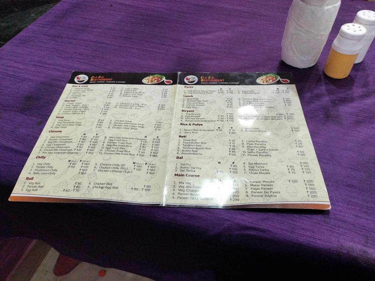 Club Cafe & Restaurant menu