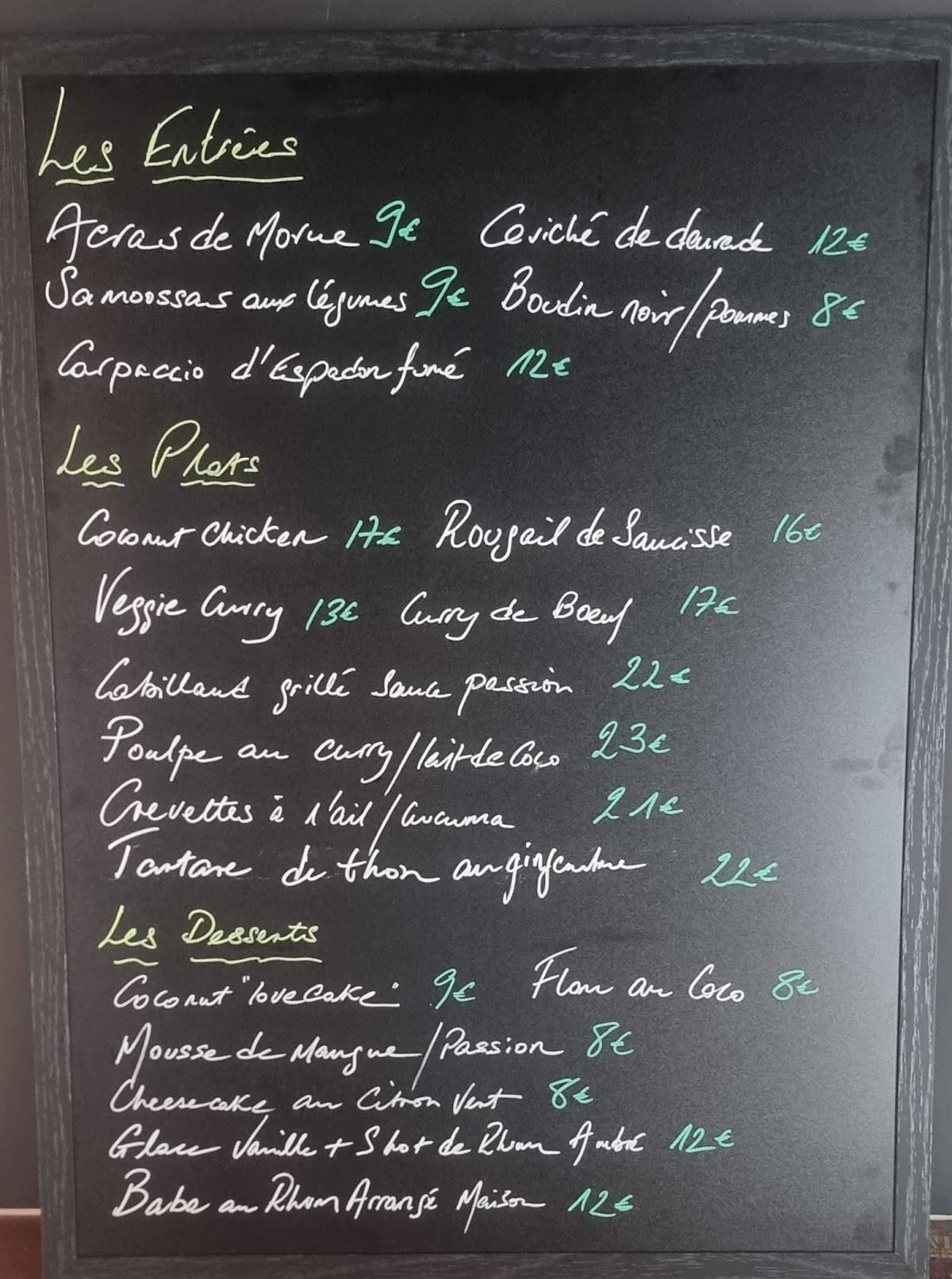 Menu de Coco de Mer