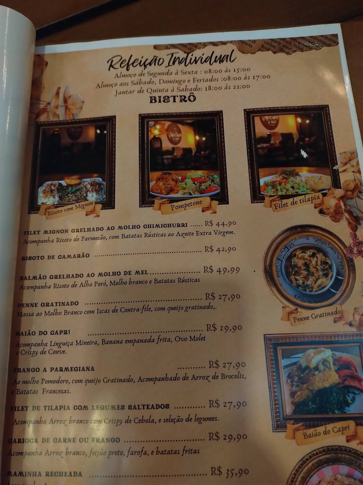 Café Capri do Brasil cardápio