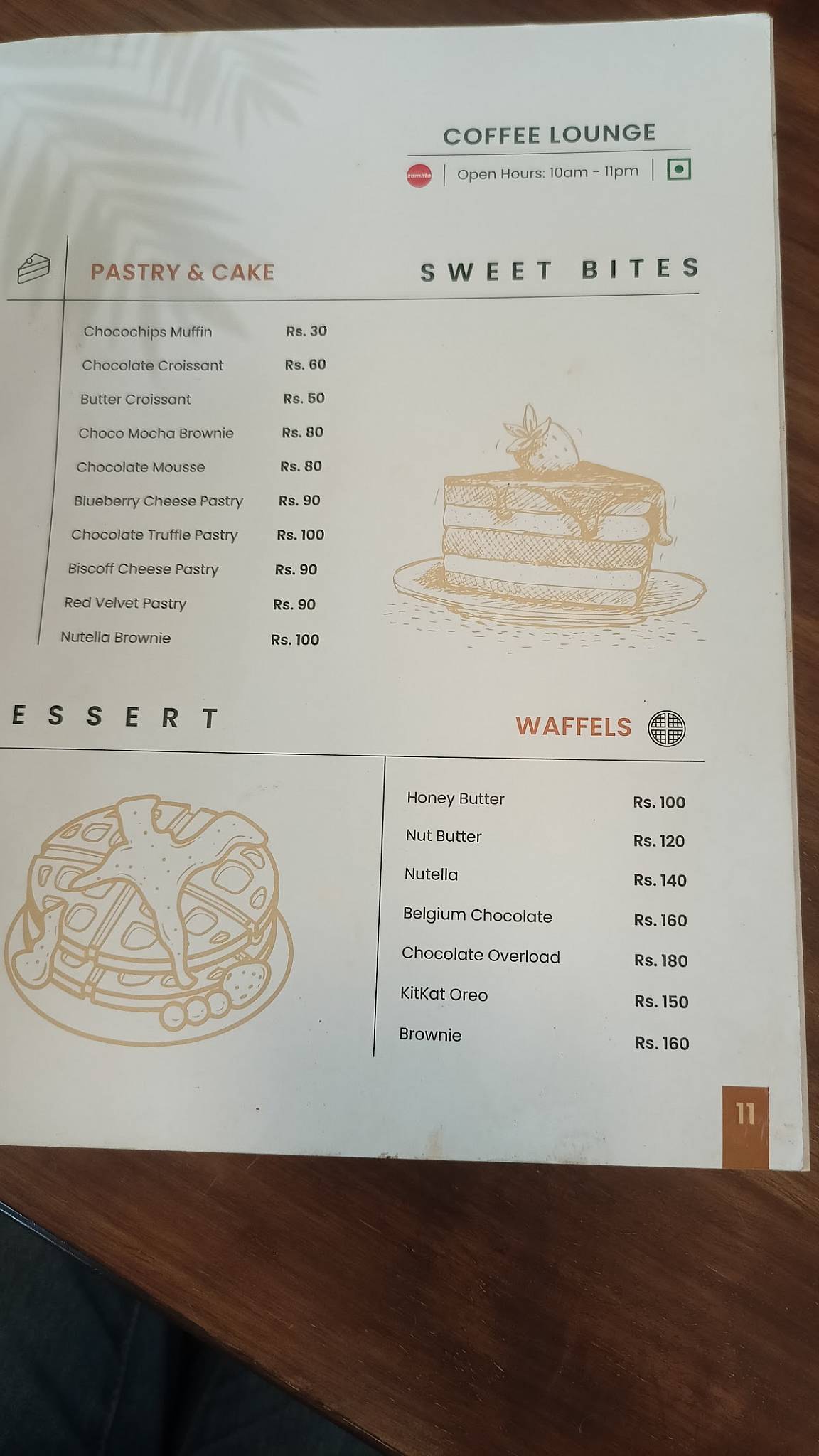 Coffee Lounge menu
