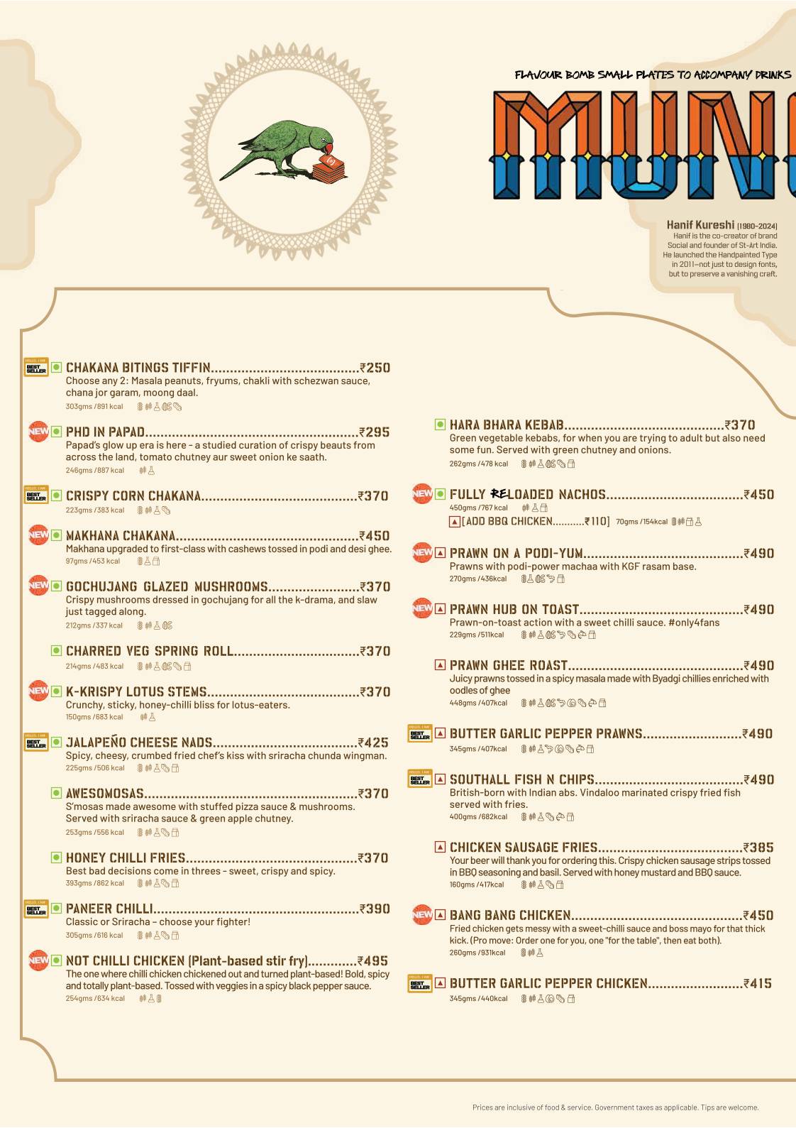 Colaba SOCIAL menu